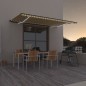 vidaXL Toldo retráctil manual con luz LED amarillo y blanco 500x300 cm vidaXL Toldo retráctil manual con luz LED amarillo y blanco 500x300 cm