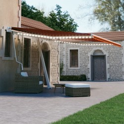 vidaXL Toldo automático LED sensor de viento naranja/marrón 400x300 cm