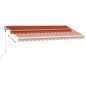 vidaXL Toldo automático LED sensor de viento naranja/marrón 400x300 cm vidaXL Toldo automático LED sensor de viento naranja/marrón 400x300 cm