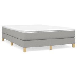 vidaXL Cama box spring con colchón tela gris claro 140x200 cm