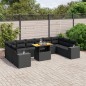vidaXL Set de sofás de jardín 11 pzas y cojines ratán sintético negro