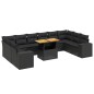 vidaXL Set de sofás de jardín 11 pzas y cojines ratán sintético negro