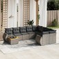 vidaXL Set de sofás de jardín 10 pzas con cojines ratán sintético gris vidaXL Set de sofás de jardín 10 pzas con cojines ratán sintético gris
