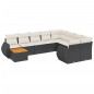 vidaXL Set de sofás de jardín 10 pzas cojines ratán sintético negro vidaXL Set de sofás de jardín 10 pzas cojines ratán sintético negro