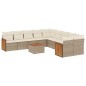 vidaXL Set de sofás de jardín 11pzas con cojines ratán sintético beige vidaXL Set de sofás de jardín 11pzas con cojines ratán sintético beige