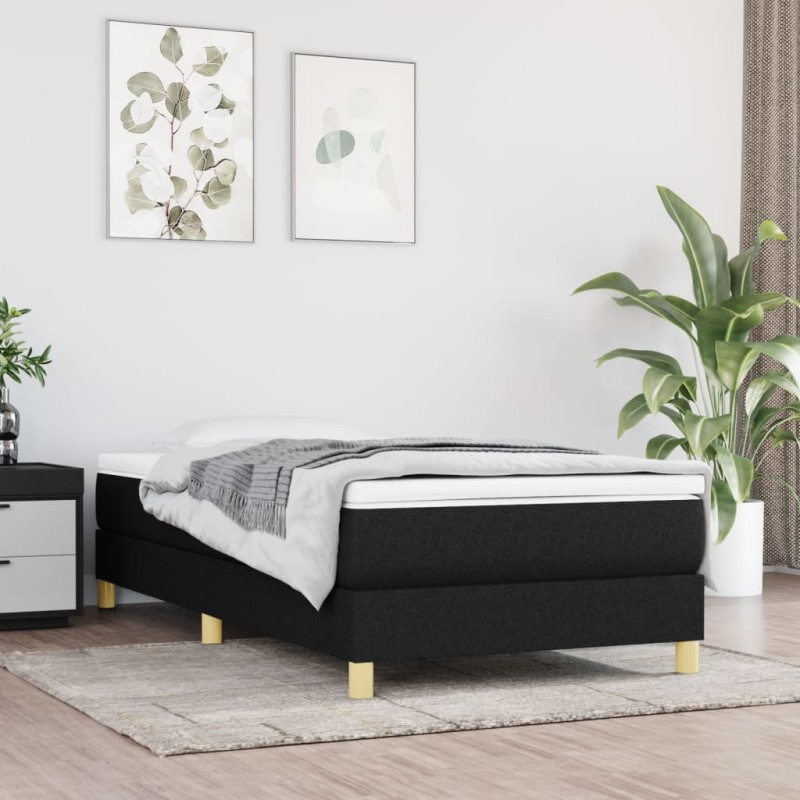 vidaXL Cama box spring con colchón tela negro 90x190 cm vidaXL Cama box spring con colchón tela negro 90x190 cm