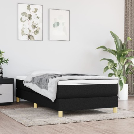 vidaXL Cama box spring con colchón tela negro 90x190 cm