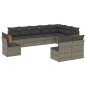 vidaXL Set de sofás de jardín 10 pzas con cojines ratán sintético gris vidaXL Set de sofás de jardín 10 pzas con cojines ratán sintético gris