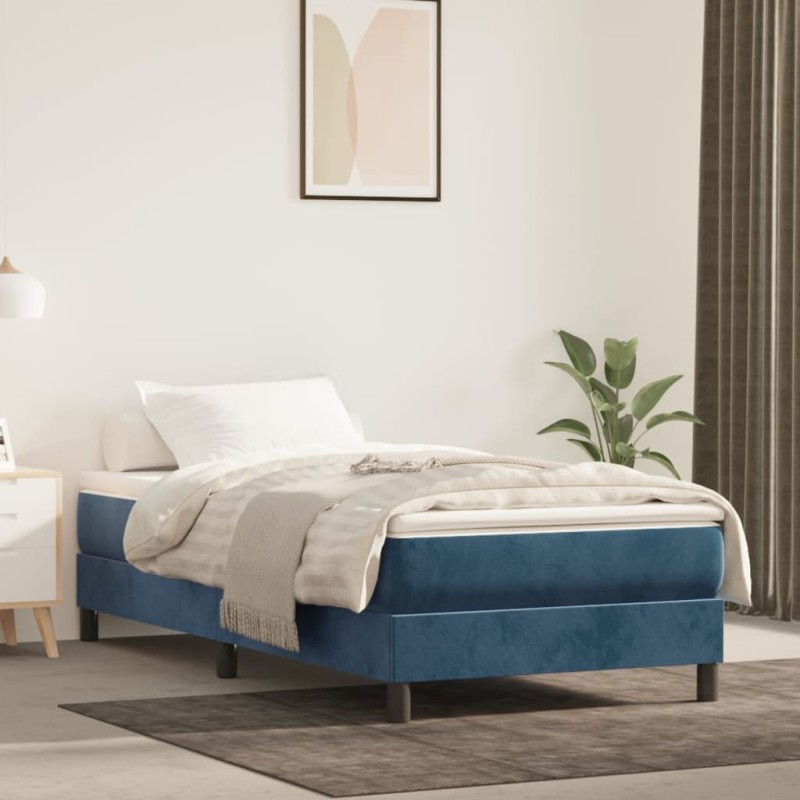 vidaXL Cama box spring con colchón terciopelo azul oscuro 80x200 cm vidaXL Cama box spring con colchón terciopelo azul oscuro 80x200 cm