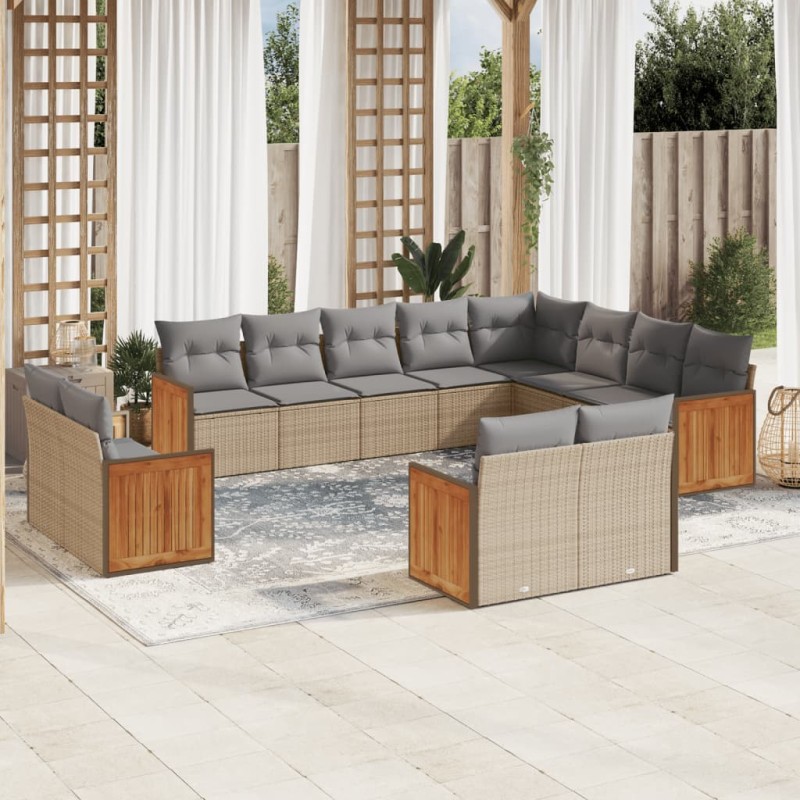 vidaXL Set de sofás de jardín 12 pzas y cojines ratán sintético marrón vidaXL Set de sofás de jardín 12 pzas y cojines ratán sintético marrón