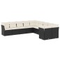 vidaXL Set de sofás de jardín 10 pzas cojines ratán sintético negro vidaXL Set de sofás de jardín 10 pzas cojines ratán sintético negro