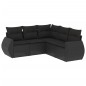 vidaXL Set de muebles de jardín 5 pzas y cojines ratán sintético negro vidaXL Set de muebles de jardín 5 pzas y cojines ratán sintético negro