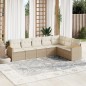 vidaXL Set sofás de jardín 7 piezas y cojines ratán sintético beige