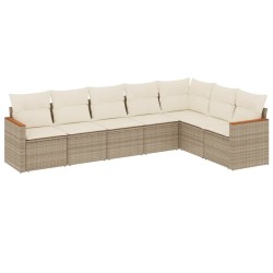vidaXL Set sofás de jardín 7 piezas y cojines ratán sintético beige