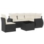 vidaXL Set de sofás de jardín 6 piezas y cojines ratán sintético negro vidaXL Set de sofás de jardín 6 piezas y cojines ratán sintético negro