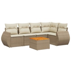 vidaXL Juego de sofás jardín con cojines 6 pzas ratán sintético beige