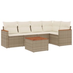 vidaXL Juego de sofás jardín con cojines 6 pzas ratán sintético beige