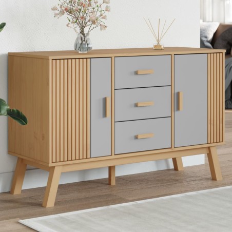 vidaXL Aparador OLDEN madera maciza pino gris y marrón 114x43x73,5 cm
