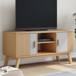 vidaXL Mueble de TV OLDEN madera maciza pino gris y marrón 114x43x57cm