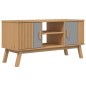 vidaXL Mueble de TV OLDEN madera maciza pino gris y marrón 114x43x57cm