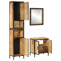 vidaXL Conjunto de muebles de baño 3 pzas madera maciza mango y hierro