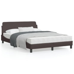 vidaXL Estructura de cama con cabecero de tela marrón oscuro 120x200cm