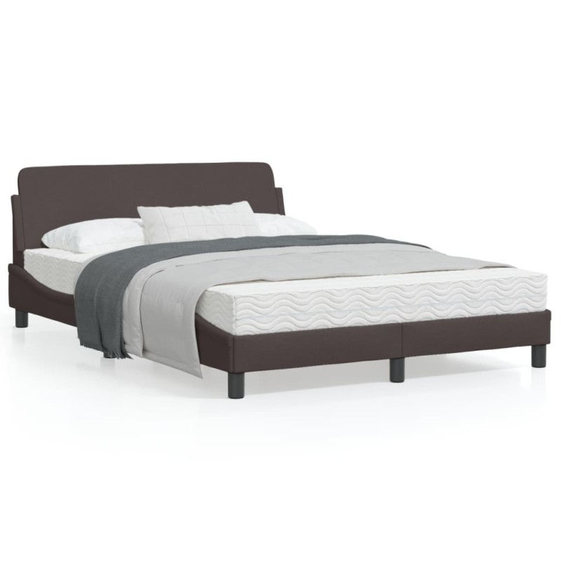 vidaXL Estructura de cama con cabecero de tela marrón oscuro 120x200cm vidaXL Estructura de cama con cabecero de tela marrón oscuro 120x200cm