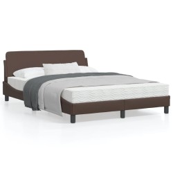 vidaXL Estructura de cama cabecero cuero sintético marrón 120x200 cm