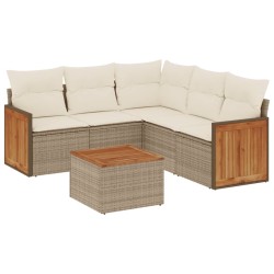 vidaXL Juego de sofás jardín con cojines 6 pzas ratán sintético beige