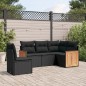 vidaXL Set de muebles de jardín 5 pzas y cojines ratán sintético negro vidaXL Set de muebles de jardín 5 pzas y cojines ratán sintético negro