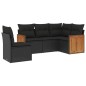 vidaXL Set de muebles de jardín 5 pzas y cojines ratán sintético negro vidaXL Set de muebles de jardín 5 pzas y cojines ratán sintético negro