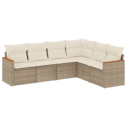 vidaXL Juego de sofás jardín con cojines 6 pzas ratán sintético beige