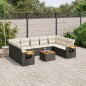 vidaXL Set de sofás de jardín 10 pzas cojines ratán sintético negro vidaXL Set de sofás de jardín 10 pzas cojines ratán sintético negro