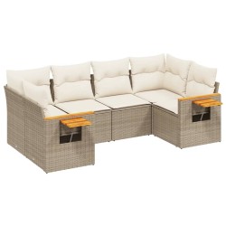 vidaXL Juego de sofás jardín con cojines 6 pzas ratán sintético beige