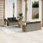 vidaXL Set de muebles de jardín 6 pzas y cojines ratán sintético gris vidaXL Set de muebles de jardín 6 pzas y cojines ratán sintético gris