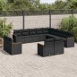 vidaXL Set de sofás de jardín y cojines 13 pzas ratán sintético negro vidaXL Set de sofás de jardín y cojines 13 pzas ratán sintético negro