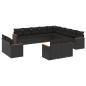 vidaXL Set de sofás de jardín y cojines 13 pzas ratán sintético negro vidaXL Set de sofás de jardín y cojines 13 pzas ratán sintético negro