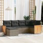 vidaXL Set de muebles de jardín 6 pzas y cojines ratán sintético gris
