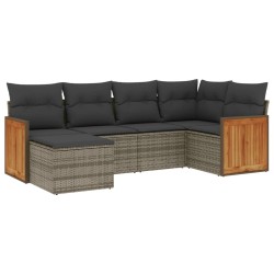 vidaXL Set de muebles de jardín 6 pzas y cojines ratán sintético gris