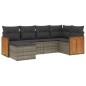 vidaXL Set de muebles de jardín 6 pzas y cojines ratán sintético gris