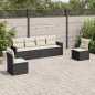 vidaXL Set de sofás de jardín 6 piezas y cojines ratán sintético negro vidaXL Set de sofás de jardín 6 piezas y cojines ratán sintético negro