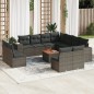 vidaXL Set de sofás de jardín 12 pzas con cojines ratán sintético gris
