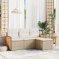 vidaXL Juego de sofás jardín con cojines 4 pzas ratán sintético beige vidaXL Juego de sofás jardín con cojines 4 pzas ratán sintético beige