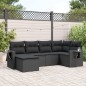 vidaXL Set de sofás de jardín 6 piezas y cojines ratán sintético negro vidaXL Set de sofás de jardín 6 piezas y cojines ratán sintético negro