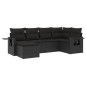 vidaXL Set de sofás de jardín 6 piezas y cojines ratán sintético negro vidaXL Set de sofás de jardín 6 piezas y cojines ratán sintético negro