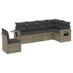 vidaXL Set de muebles de jardín 6 pzas y cojines ratán sintético gris