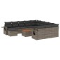 vidaXL Set sofás de jardín con cojines 13 piezas ratán sintético gris vidaXL Set sofás de jardín con cojines 13 piezas ratán sintético gris