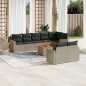 vidaXL Set de muebles de jardín 9 pzas y cojines ratán sintético gris