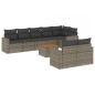 vidaXL Set de muebles de jardín 9 pzas y cojines ratán sintético gris
