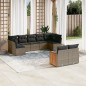 vidaXL Set de muebles de jardín 9 pzas y cojines ratán sintético gris